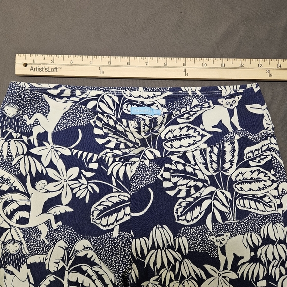 J McLaughlin Pants Women 2 Blue Floral Leaves Stretch Tapered Fit Masie - Picture 6 of 8